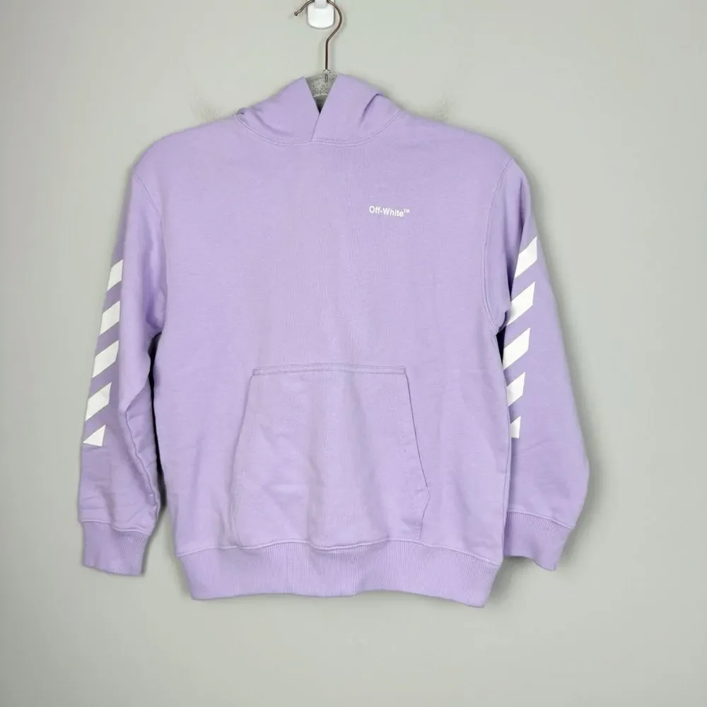 OFF-WHITE | NEW Kid’s Light Purple & White Cotton Logo Hoodie Youth Size 10